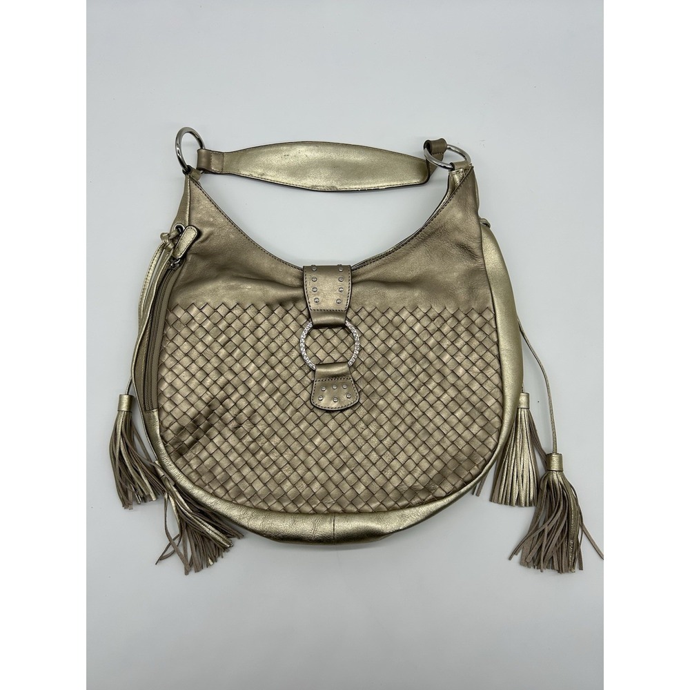 Sharif Studio‎ Gold Woven Leather Shoulder Bag Purse